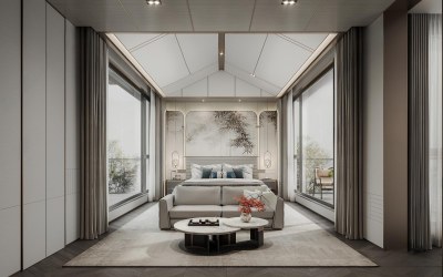 新中式家居卧室3D模型下载